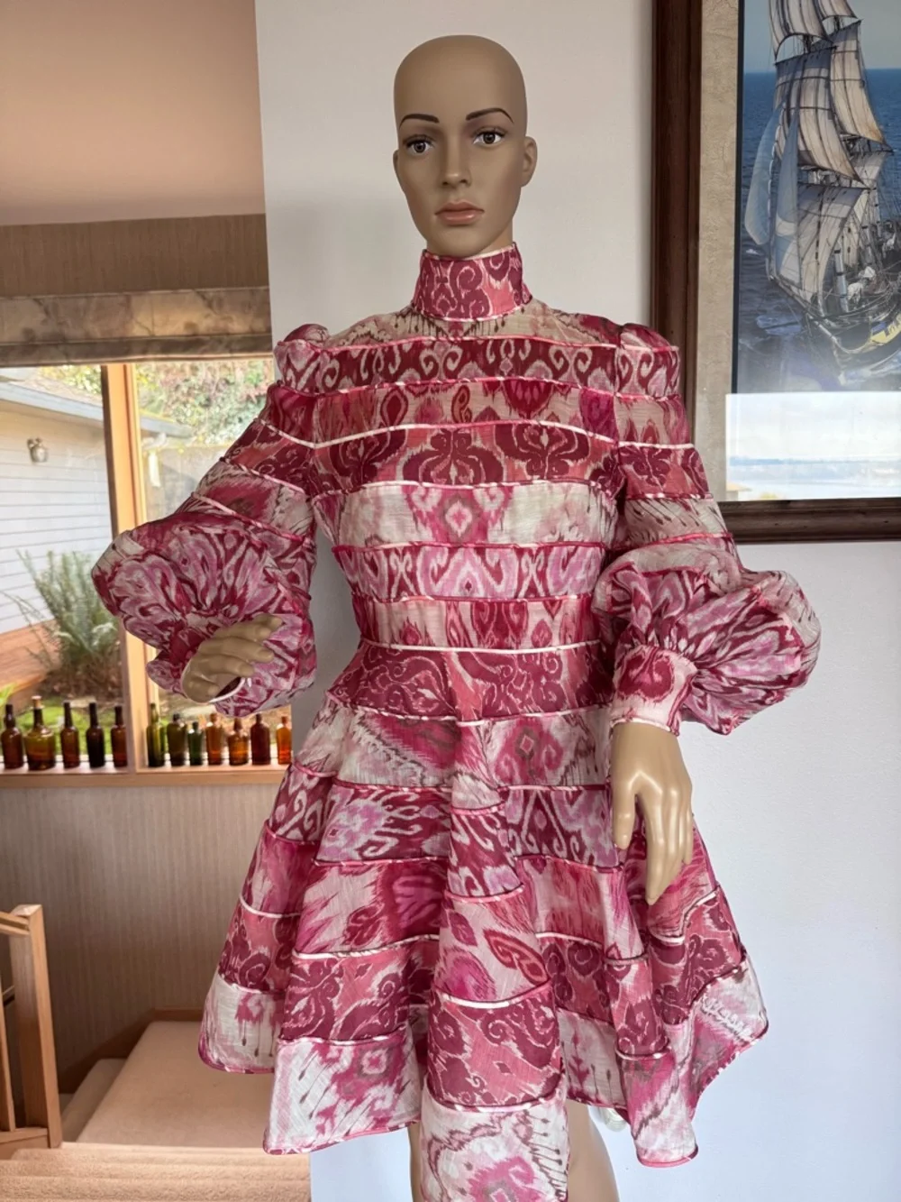 Zimmermann Wavelength Spliced Print Mini Dress Size AU 1 (US 4-6) Small. - Picture 8 of 16